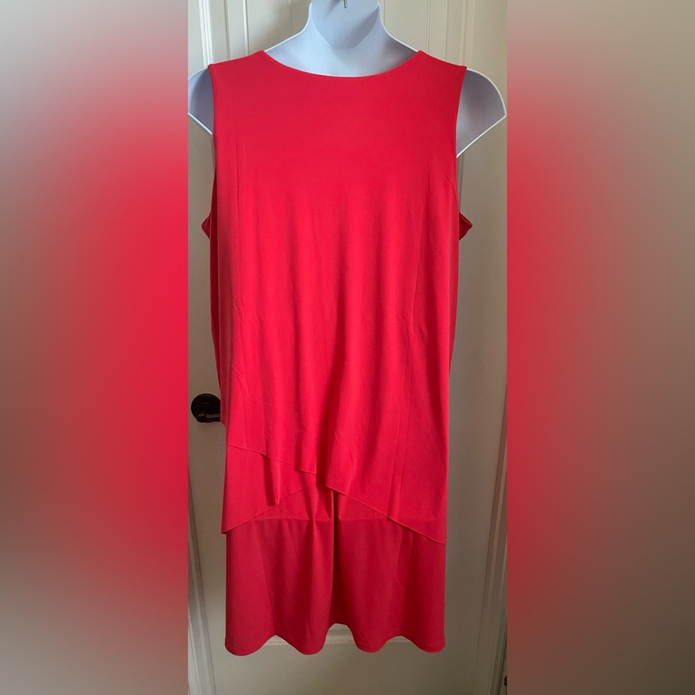 Susan Graver Midi Liquid Knit Sleeveless Tiered V-neckline Dress Size XL Petite - Picture 7 of 11